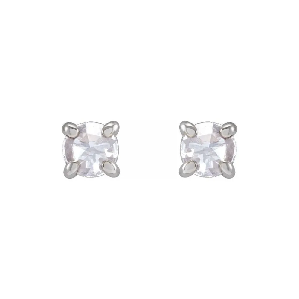 0.30ct Round Rosecut Four Prong Diamond Earrings in Solid Gold