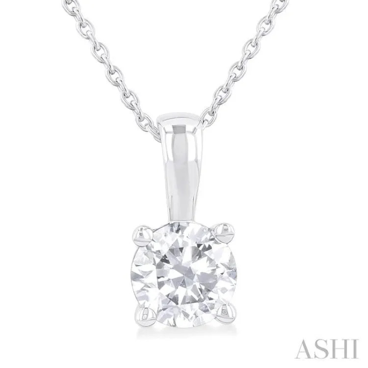 1 ctw Prong Set Round Cut Diamond Solitaire Pendant With Chain in 14K White Gold