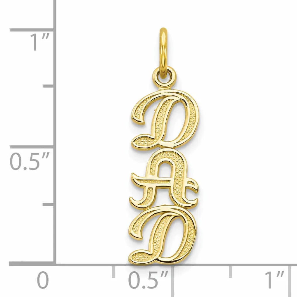 10k Yellow Gold Textured Finish Dad Pendant