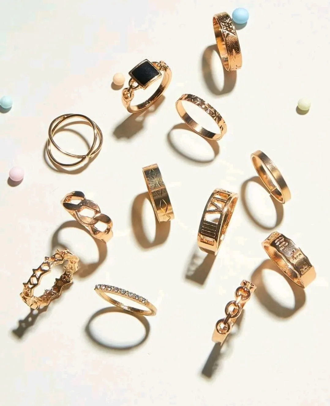 12 Pcs Rhine stone Decor Rings.