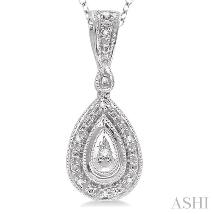 1/20 Ctw Pear Shape Single Cut Diamond Pendant in Sterling Silver with Chain