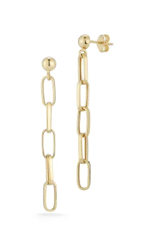 14K Gold Paperclip Chain Drop Earrings