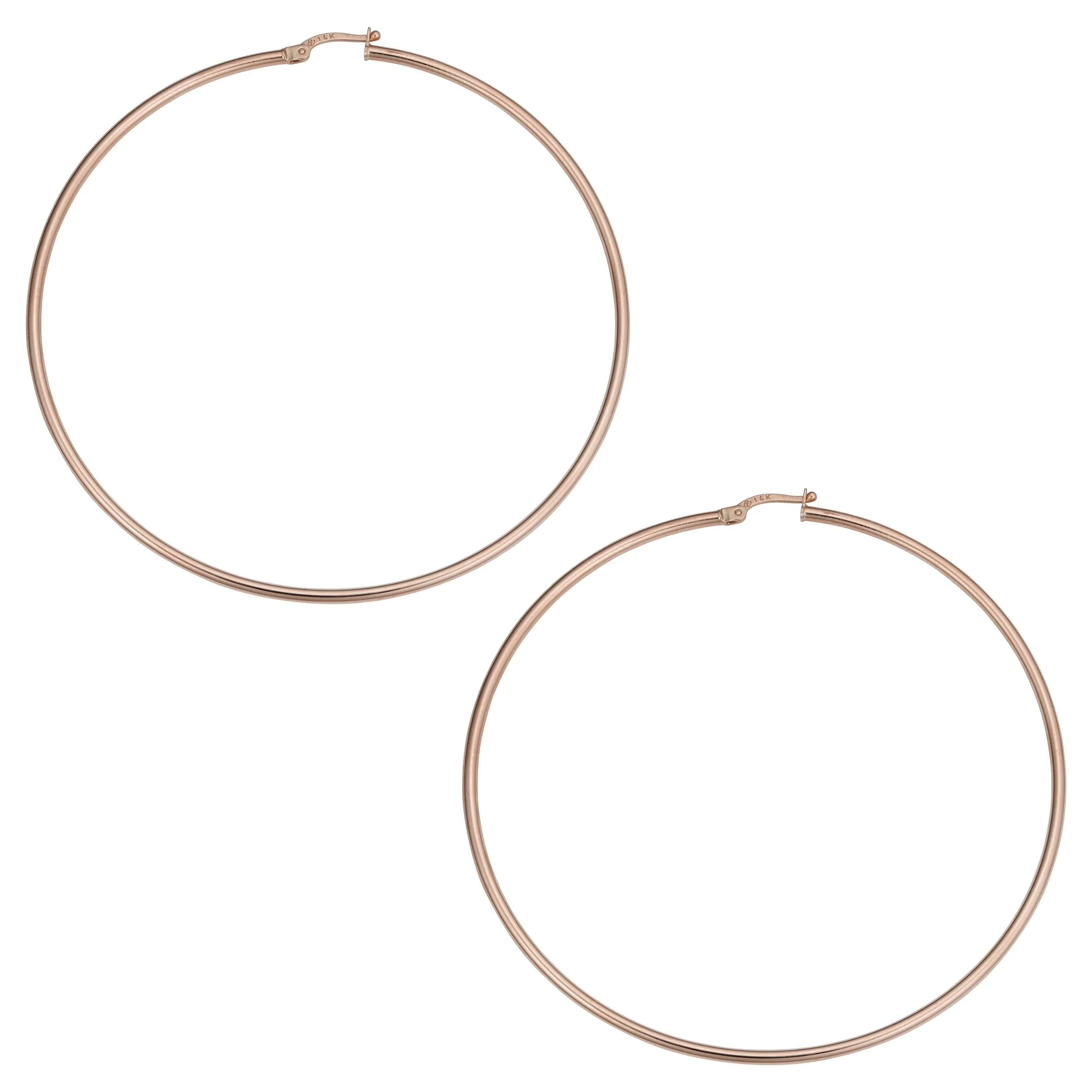 14k Rose Gold Large Hoop Earrings (2x70mm)