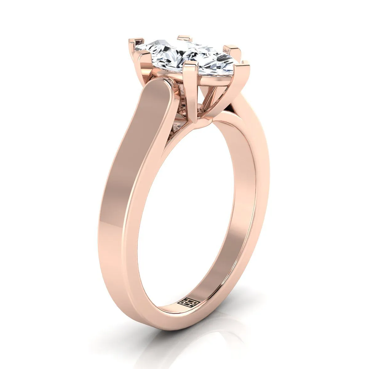 14K Rose Gold Marquise   Cathedral Style Solitaire Engagement Ring