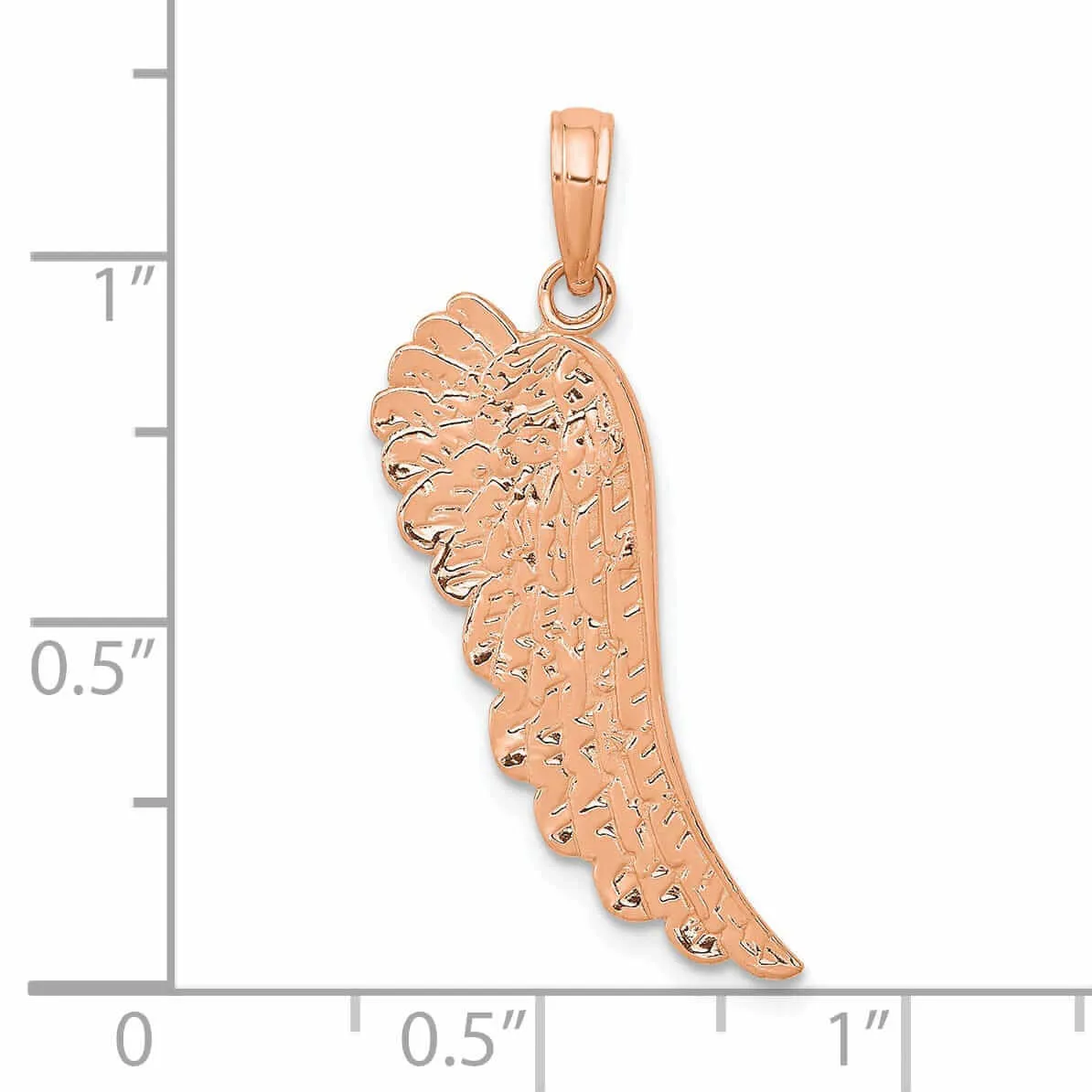 14K Rose Gold Polished Finish Solid Closed Back Angel Wing Pendant