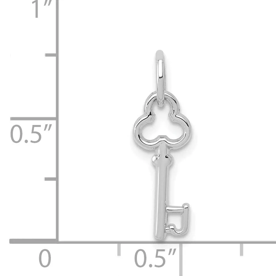 14K White Gold Fancy Key Shape Design Letter J Initial Charm Pendant