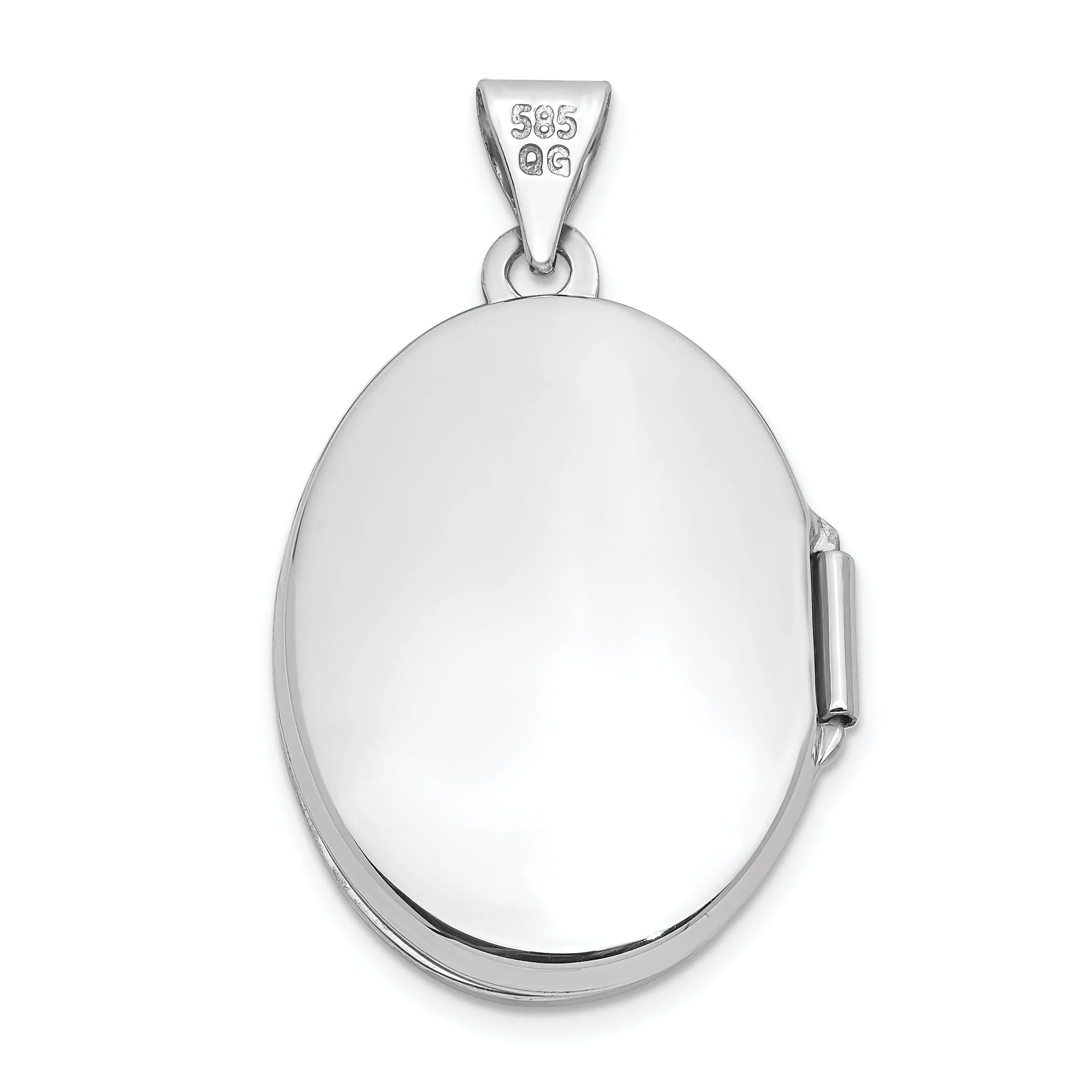 14k White Gold Oval Floral Scroll Border Locket