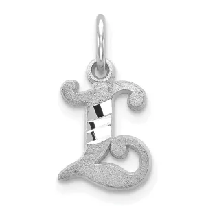 14k White Gold  Small Script Design Letter L Initial Charm Pendant