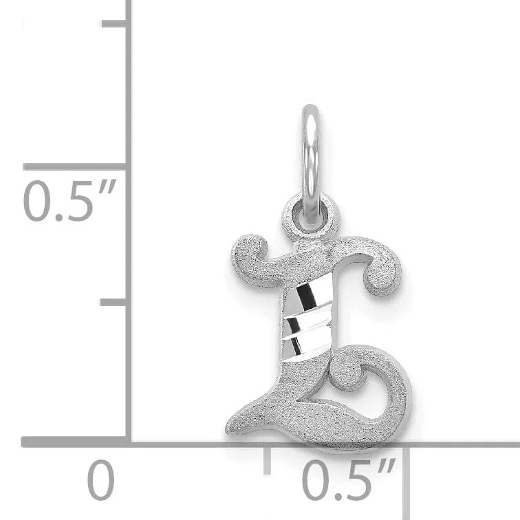 14k White Gold  Small Script Design Letter L Initial Charm Pendant