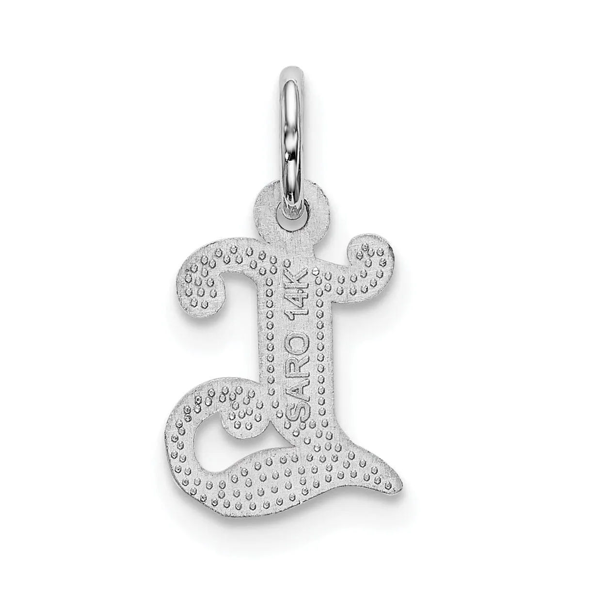 14k White Gold  Small Script Design Letter L Initial Charm Pendant