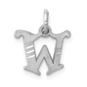 14k White Gold  Small Script Design Letter W Initial Charm Pendant