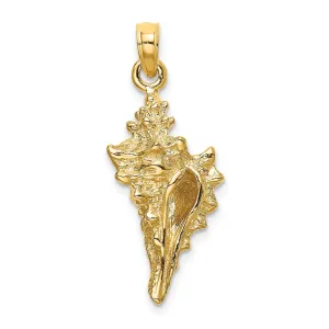 14K Yellow Gold  3-Dimensional Texture Polished Finish Conch Shell Charm Pendant