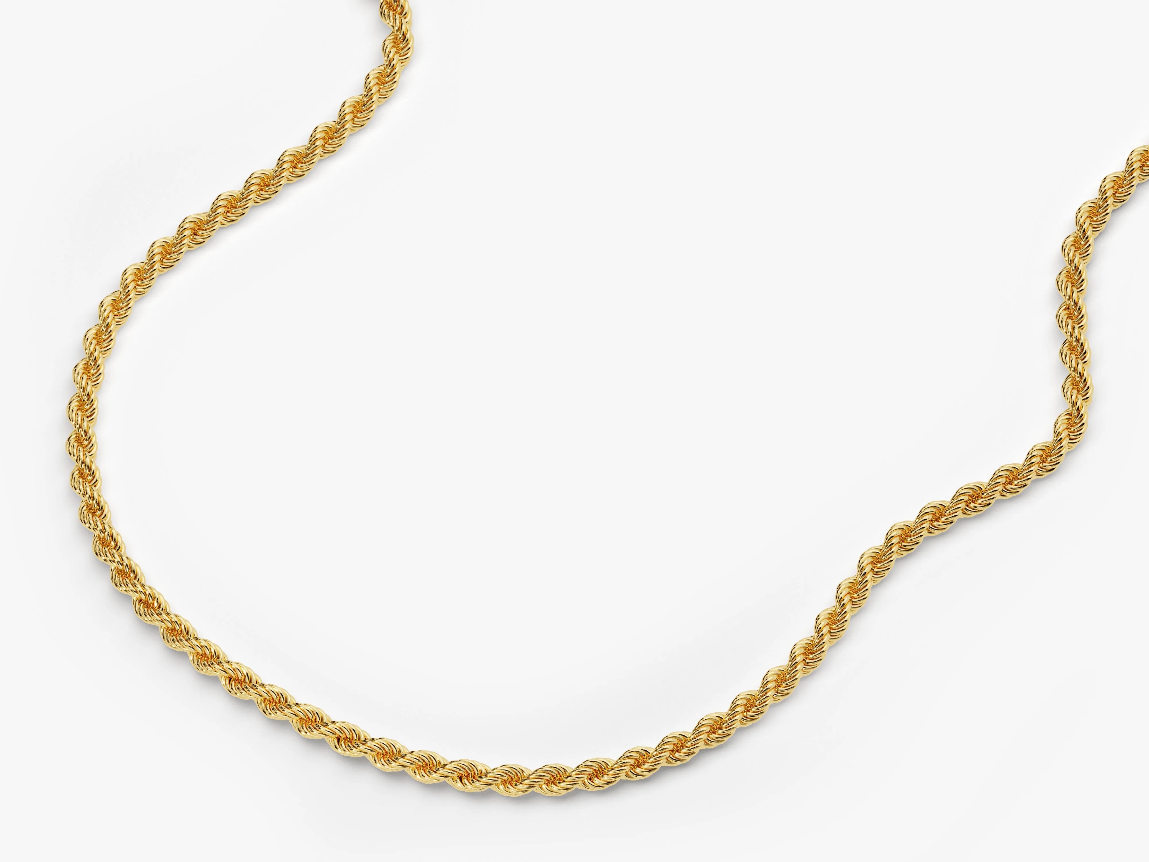 14k Yellow Gold 3.0mm Rope Chain Necklace