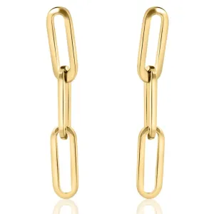 14k Yellow Gold Clip Dangle Women's Earrings 3/4" Tall