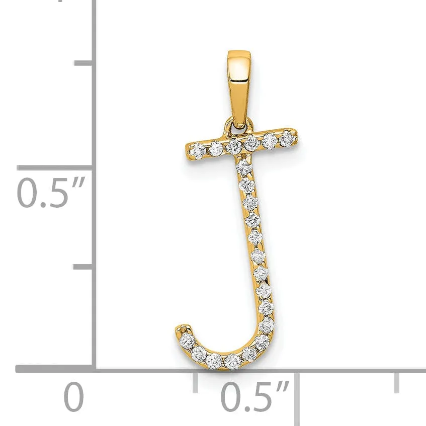 14K Yellow Gold Diamond 0.088-CT Block Letter J Initial Charm Pendant