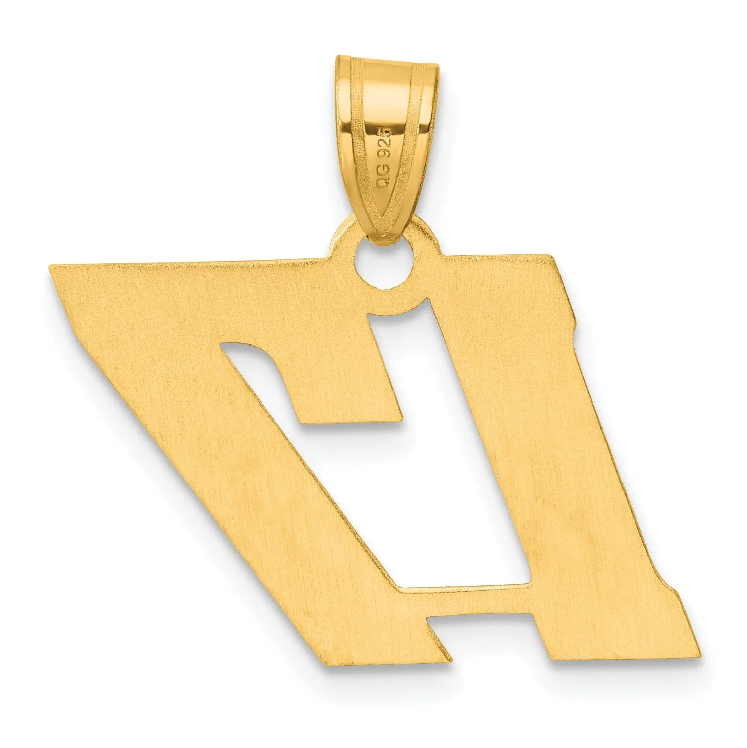 14k Yellow Gold Polished Finish Block Script Design Number 17 Charm Pendant