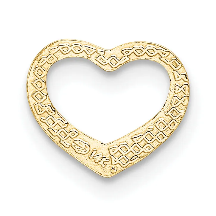 14k Yellow Gold Polished Mini Floating Heart Design Slide Pendant