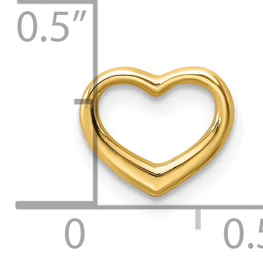 14k Yellow Gold Polished Mini Floating Heart Design Slide Pendant