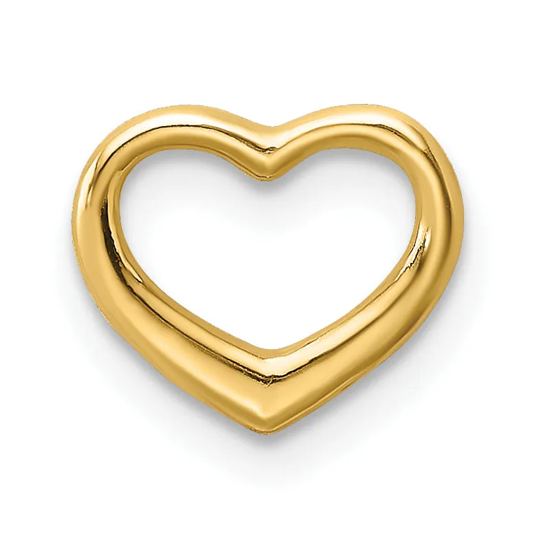 14k Yellow Gold Polished Mini Floating Heart Design Slide Pendant