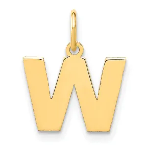 14k Yellow Gold  Small Size Letter W Initial Block Pendant