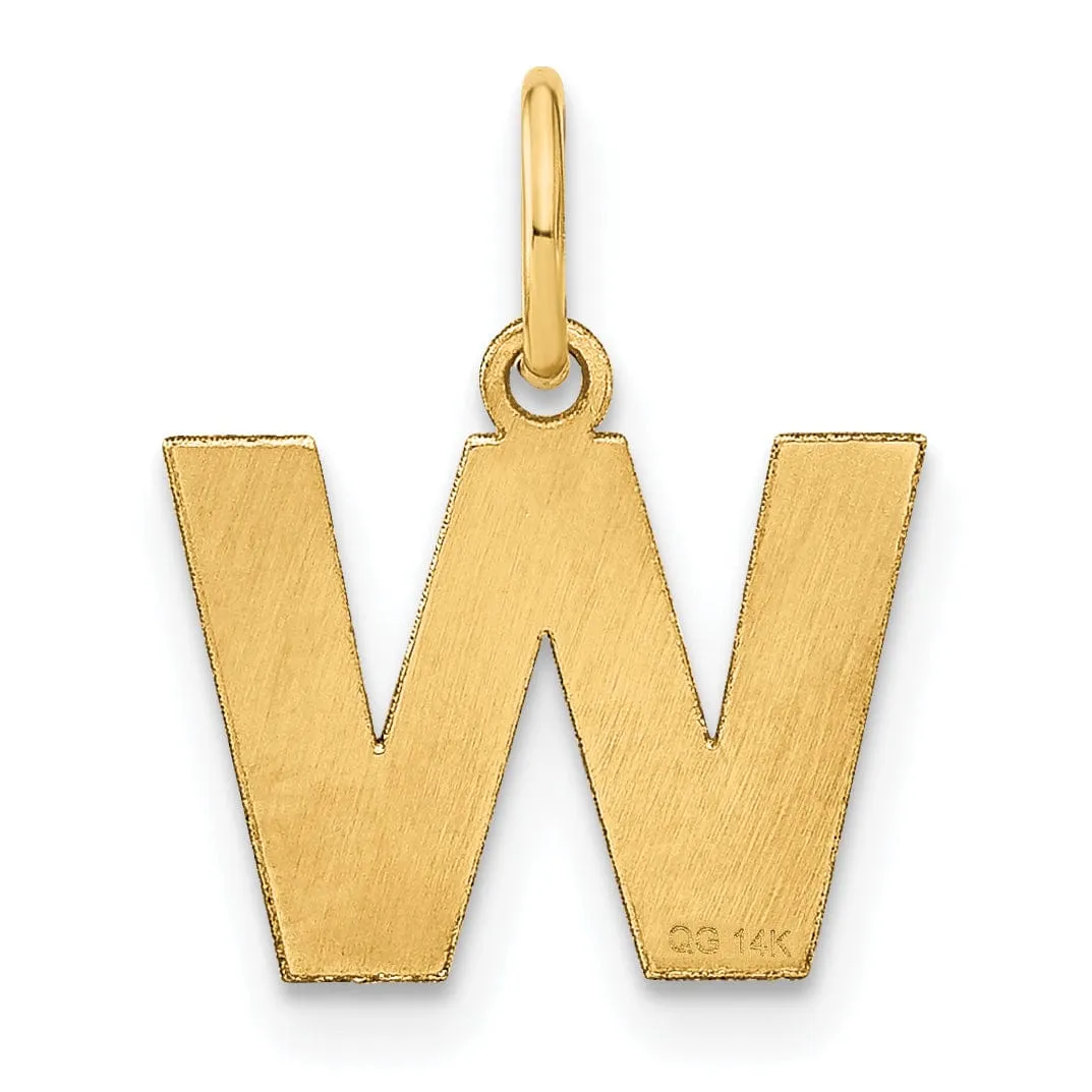 14k Yellow Gold  Small Size Letter W Initial Block Pendant