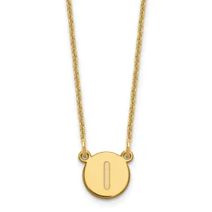 14k Yellow Gold Tiny Circle Block Letter J Initial Pendant and Necklace