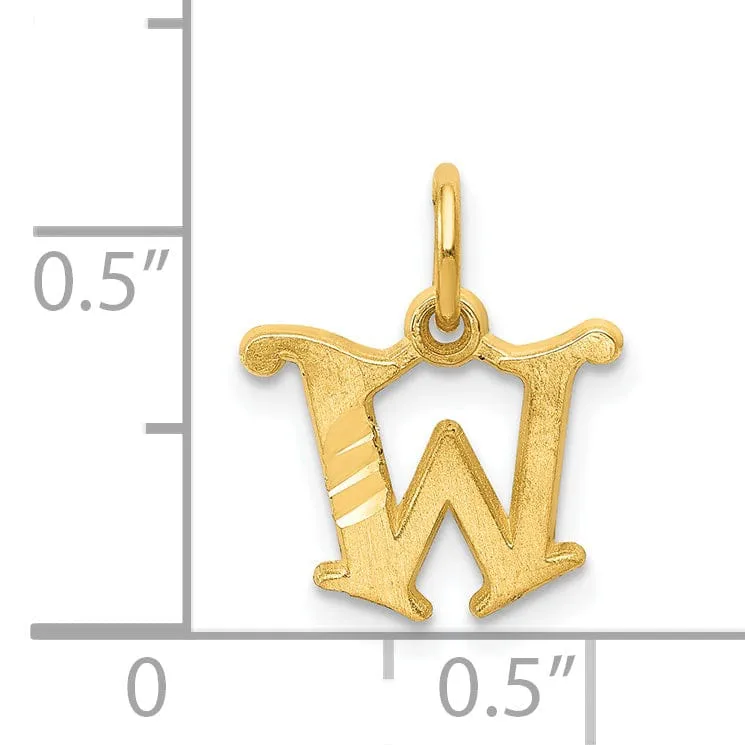 14k Yellow GoldSmall Script Design Letter W Initial Charm Pendant