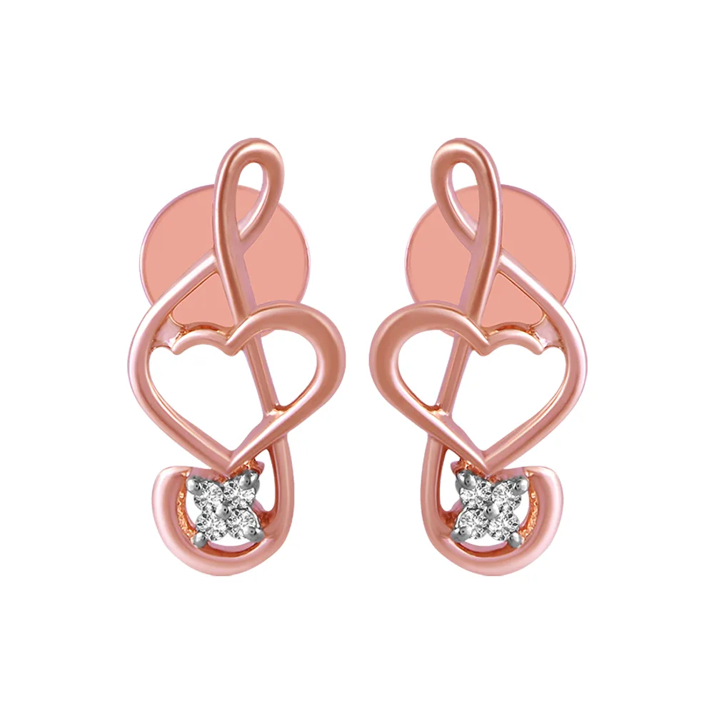 14KT (585) BIS Hallmark Rose Gold & Diamond Musical Note Stud Earrings