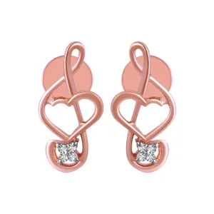 14KT (585) BIS Hallmark Rose Gold & Diamond Musical Note Stud Earrings