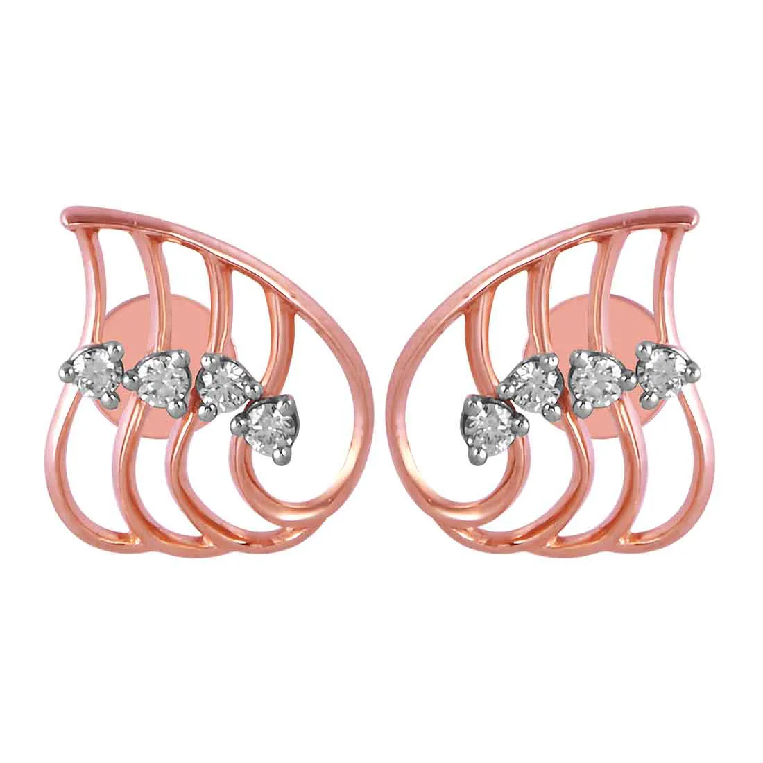 14KT (585) Rose Gold & Diamond Everyday Stud Earrings