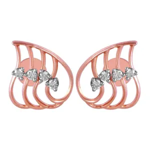 14KT (585) Rose Gold & Diamond Everyday Stud Earrings