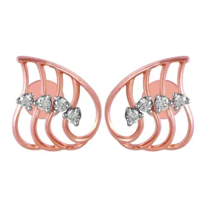 14KT (585) Rose Gold & Diamond Everyday Stud Earrings