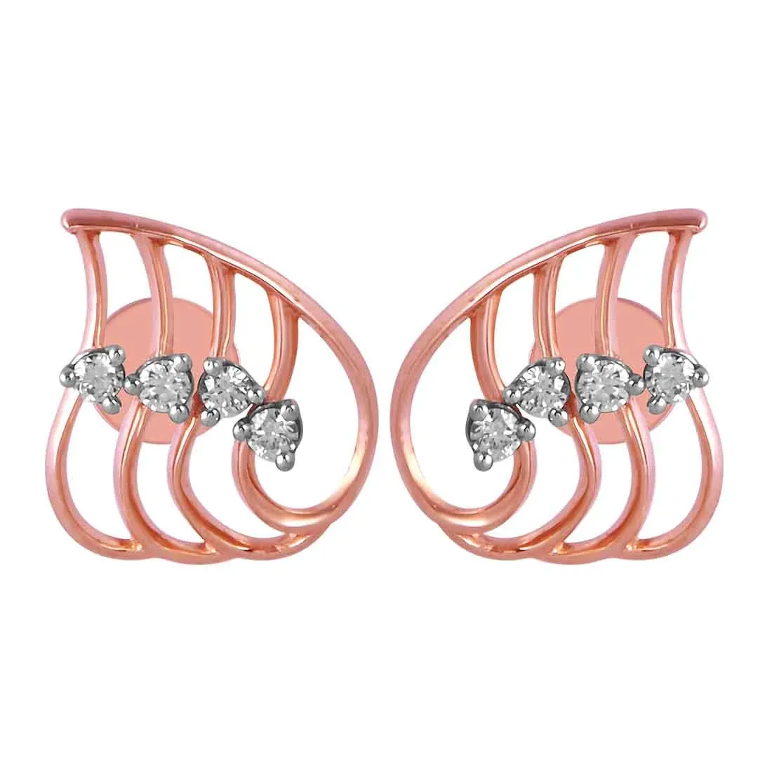 14KT (585) Rose Gold & Diamond Everyday Stud Earrings