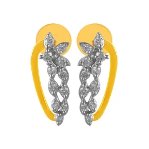 14KT (585) Yellow Gold & Diamond Beautiful Stud Earrings