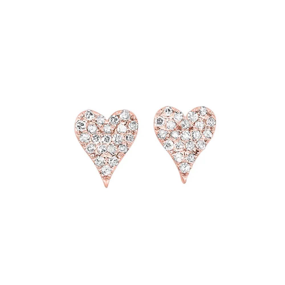 1/5 Ctw Diamond Heart Earrings in 10 Karat Rose Gold