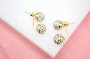 18K Gold Filled Double Ball Textured Stud Earrings