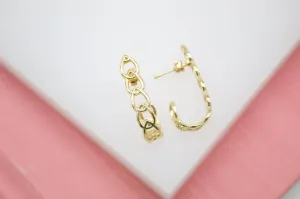 18K Gold Filled Small Half Hoop Stud Earrings