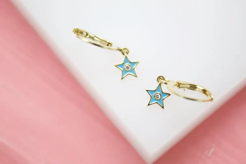 18K Gold Filled Star Huggies Earrings (L162)