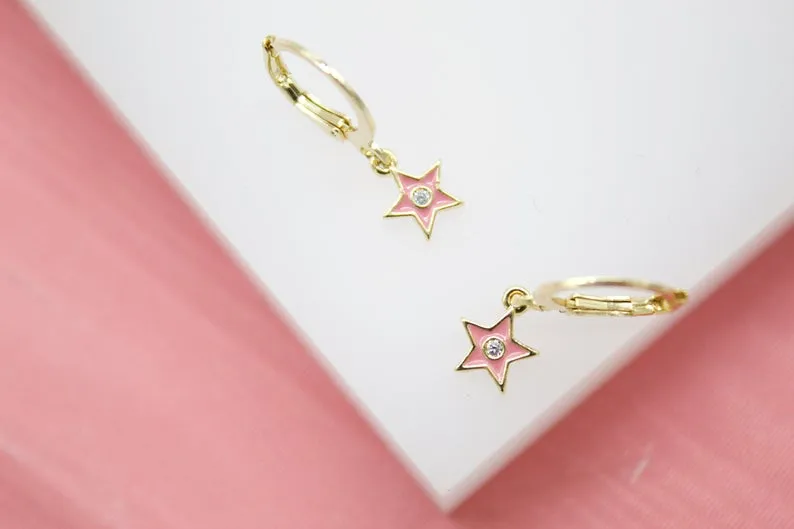 18K Gold Filled Star Huggies Earrings (L162)