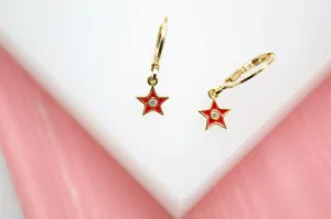 18K Gold Filled Star Huggies Earrings (L162)