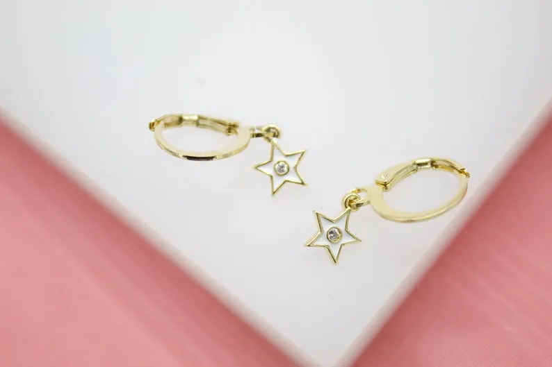 18K Gold Filled Star Huggies Earrings (L162)