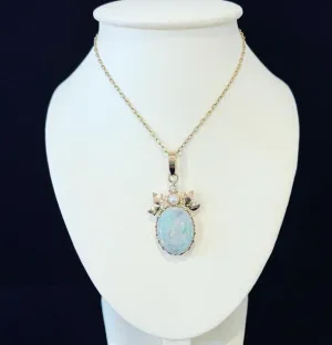 1940s Lightning Ridge Opal & Diamond Pendant