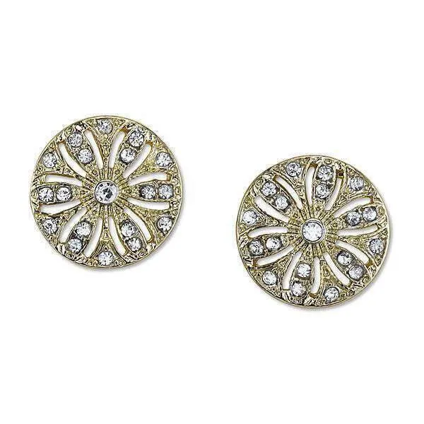 2028 Jewelry Crystal Disk Button Earrings