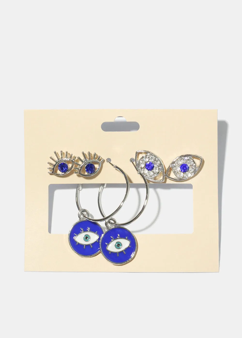 3 Pair Evil Eye Earrings