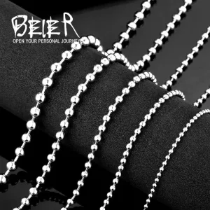 316L Stainless Steel Ball Necklace Chain - Grunge Vibes, Available in 2.4mm, 3mm, 4mm, 5mm, 6mm for Pendants or Wear Alone