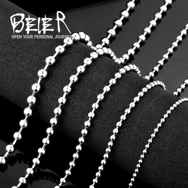 316L Stainless Steel Ball Necklace Chain - Grunge Vibes, Available in 2.4mm, 3mm, 4mm, 5mm, 6mm for Pendants or Wear Alone