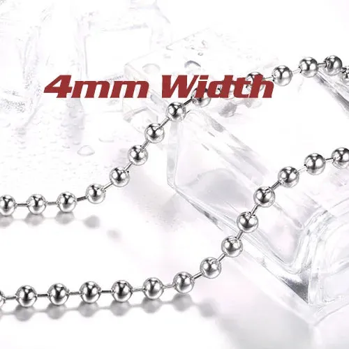 316L Stainless Steel Ball Necklace Chain - Grunge Vibes, Available in 2.4mm, 3mm, 4mm, 5mm, 6mm for Pendants or Wear Alone