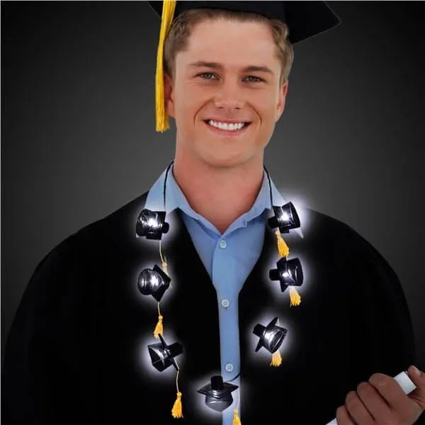 33" LED Black Graduation Caps Necklace