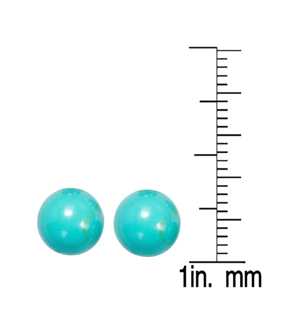 925 Sterling Silver Genuine Turquoise Ball Studs Earrings