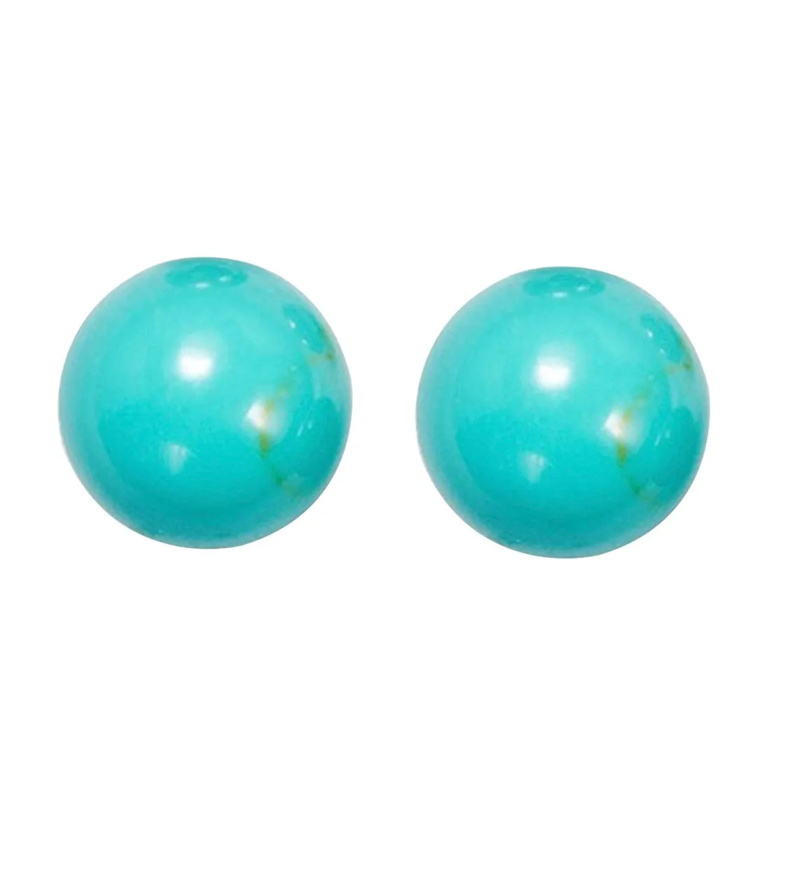 925 Sterling Silver Genuine Turquoise Ball Studs Earrings